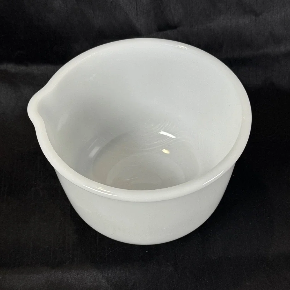 Vintage Glasbake Sunbeam Mixing Bowl White Milk Glass w Pour Spout Made in USA